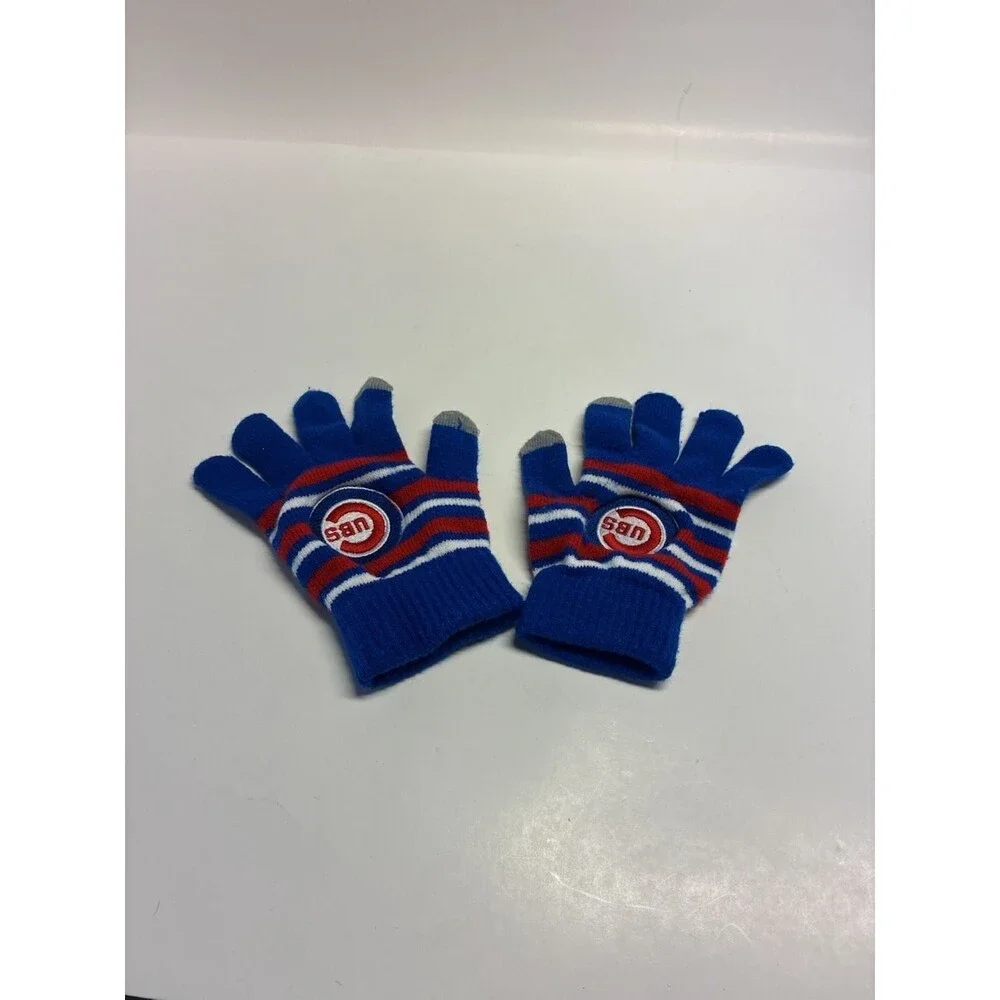 FOCO Youth Chicago Cubs MLB Striped Knit Touchscreen Gloves